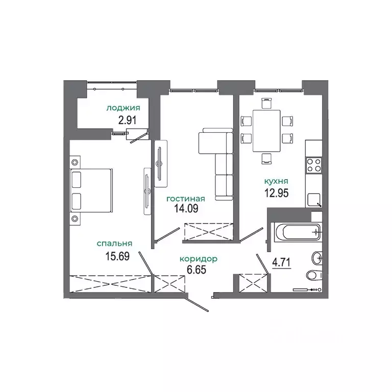 2-к кв. Иркутская область, Иркутск ул. Ивана Доронина, 9/1 (56.6 м) - Фото 0