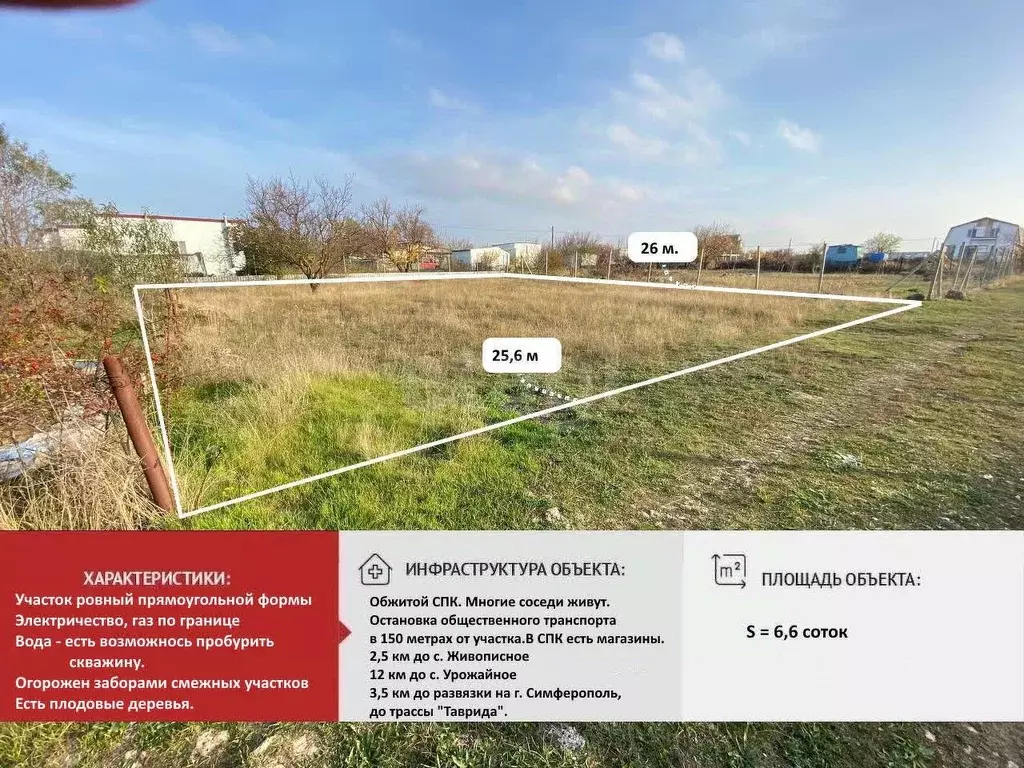 Участок в Крым, Симферопольский район, Трудовское с/пос, Пневматика-2 ... - Фото 1