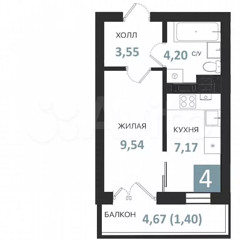 Квартира-студия, 25,9 м, 1/5 эт. - Фото 0