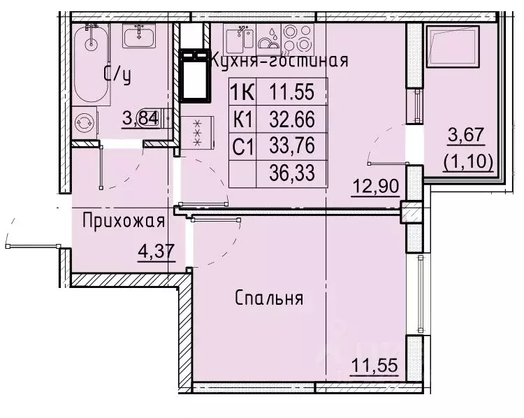 1-к кв. Ставропольский край, Ставрополь № 36 мкр, ЖК Фруктовый сад,  ... - Фото 0