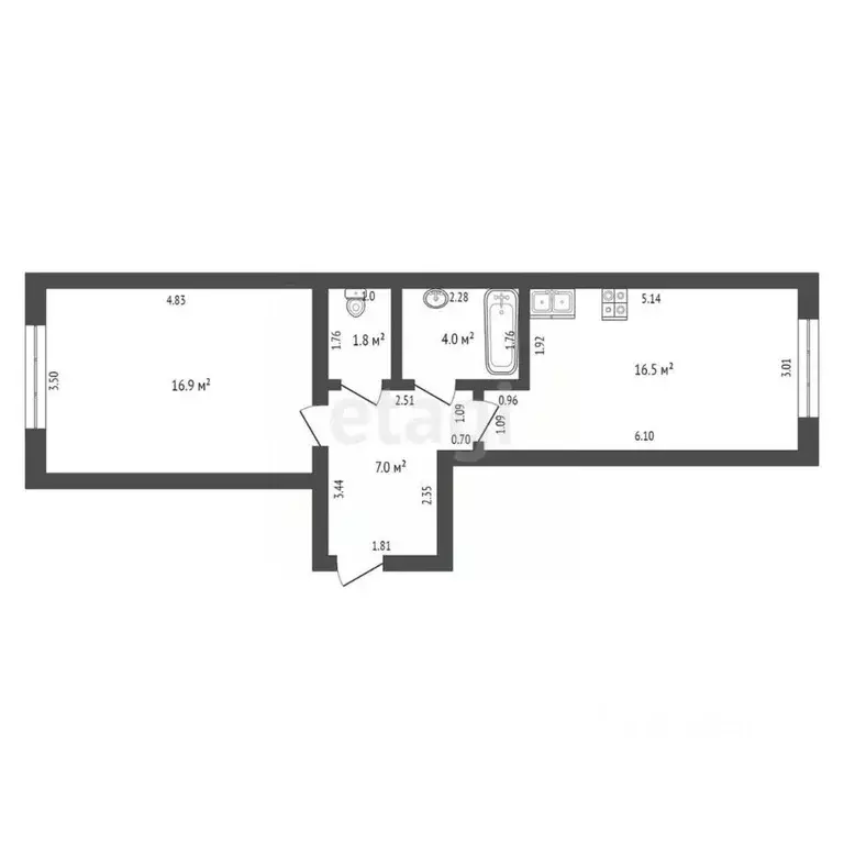 1-к кв. Башкортостан, Стерлитамак ул. Тукаева, 17А (46.2 м) - Фото 2