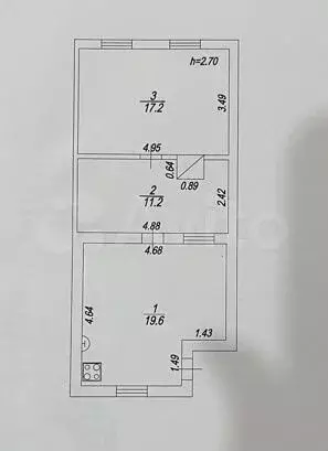 2-к. квартира, 48,1 м, 1/1 эт. - Фото 0