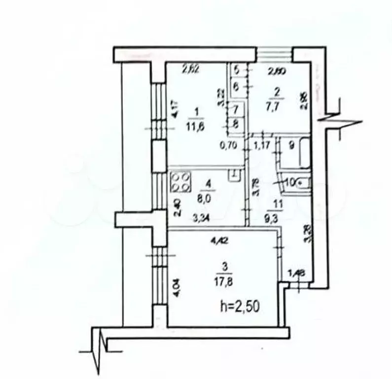 3-к. квартира, 59 м, 7/14 эт. - Фото 0