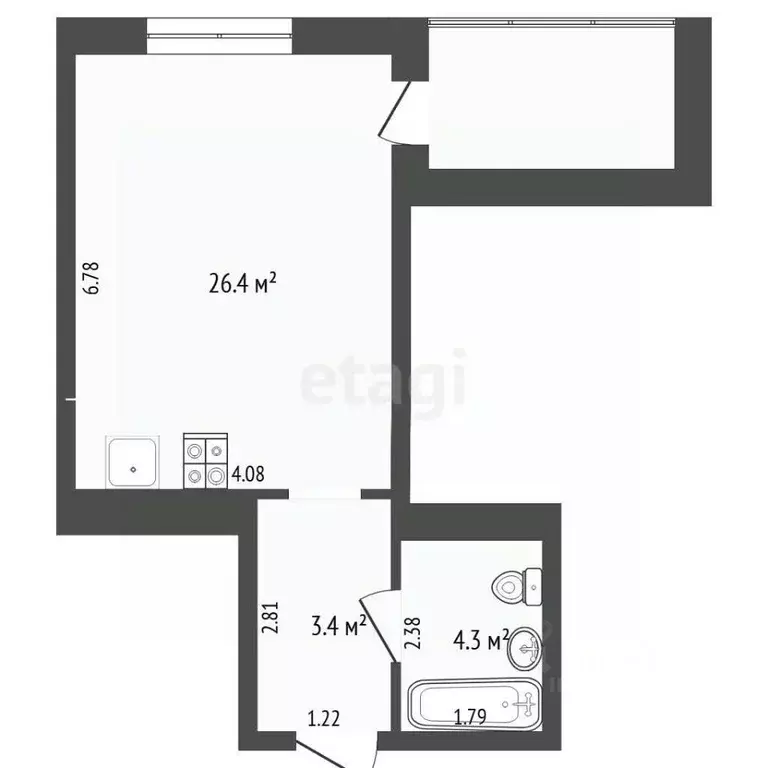 Студия Тюменская область, Тюмень Таврическая ул., 9к4 (32.7 м) - Фото 0