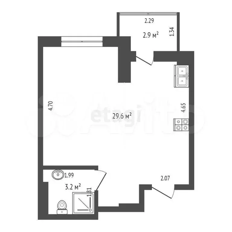 Квартира-студия, 32,8 м, 17/17 эт. - Фото 0