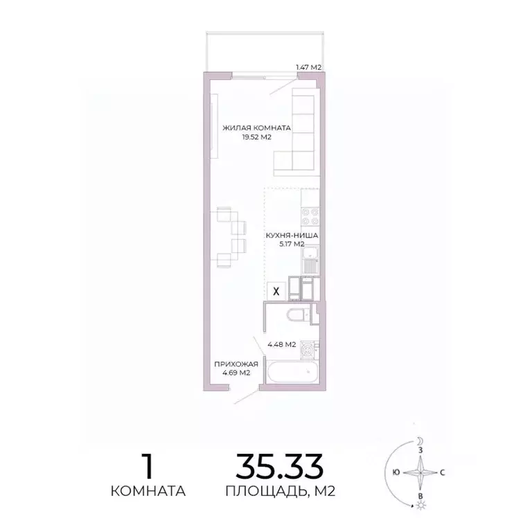 1-к кв. Пензенская область, Пенза Побочинская ул., с18 (35.33 м) - Фото 0