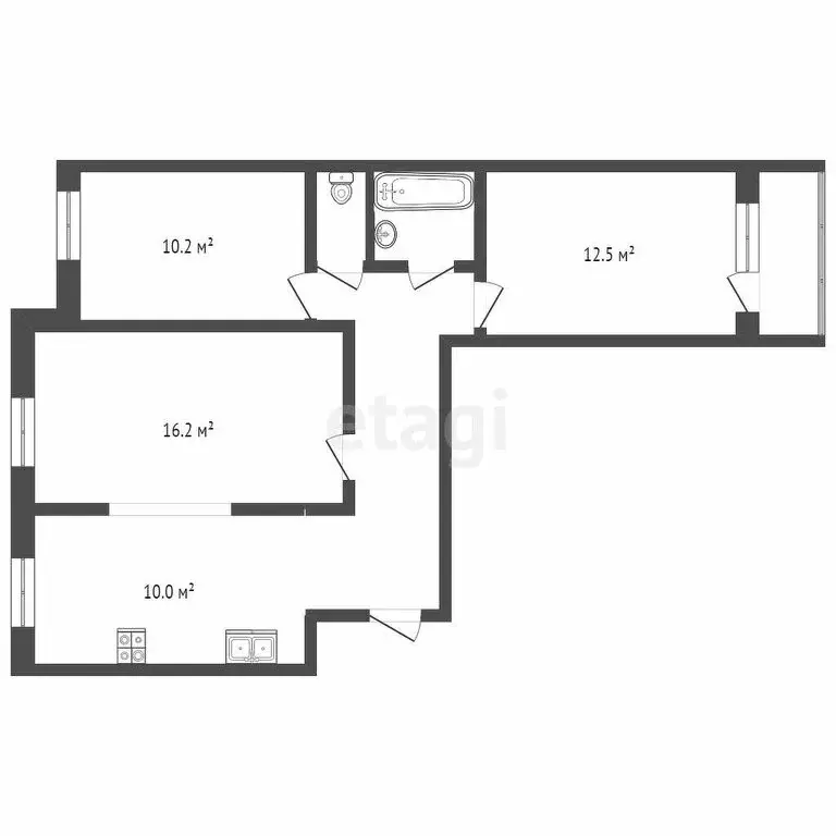 3-комнатная квартира: Тюмень, Олимпийская улица, 49 (63 м) - Фото 0