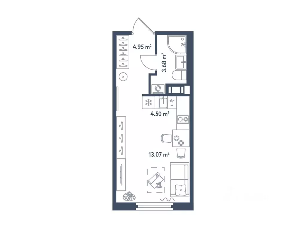 Студия Санкт-Петербург Московский просп., 114 (26.2 м) - Фото 0