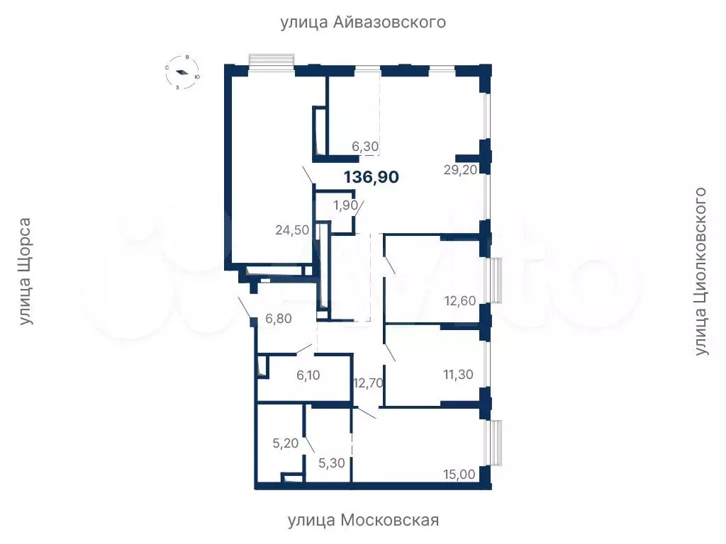 4-к. квартира, 136,9 м, 27/29 эт. - Фото 0