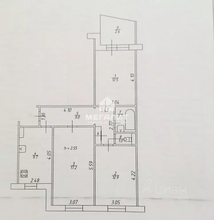 3-к кв. Татарстан, Казань ул. Четаева, 11 (65.6 м) - Фото 1