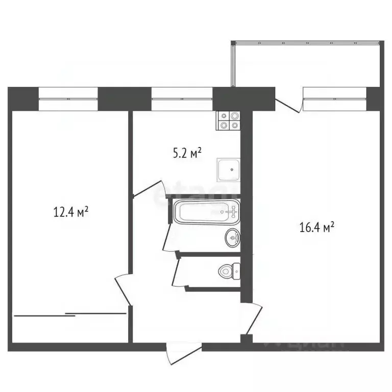 2-к кв. Ростовская область, Аксай просп. Ленина, 35 (43.2 м) - Фото 2