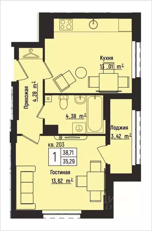 1-к кв. Нижегородская область, Нижний Новгород Литературная ул., 5 ... - Фото 1