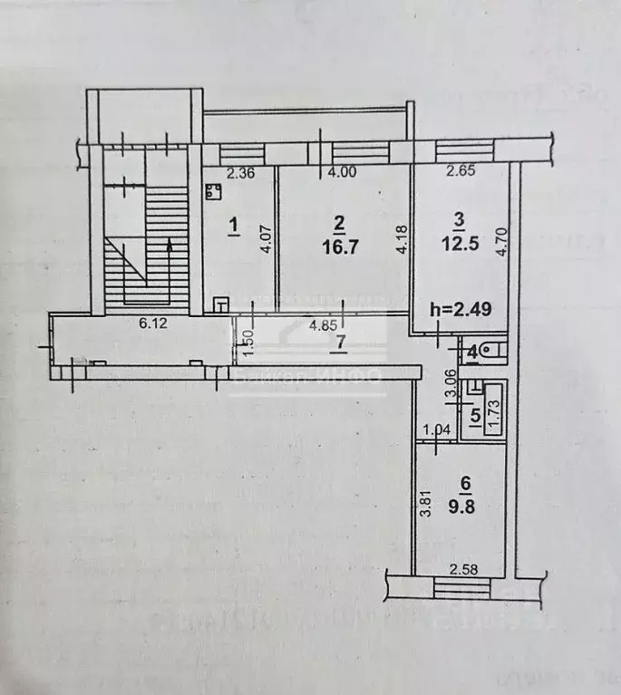 3-к кв. Иркутская область, Иркутск ул. Баумана, 160 (62.9 м) - Фото 2
