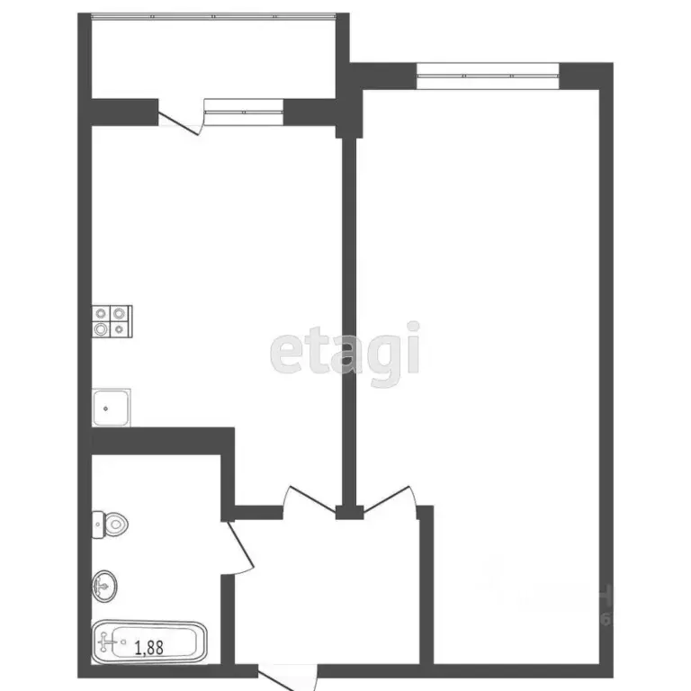 1-к кв. Тверская область, Тверь ул. Макарова, 4к2 (41.0 м) - Фото 1