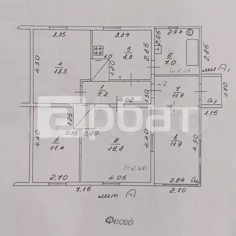 4-к. квартира, 77,8 м, 1/1 эт. - Фото 0