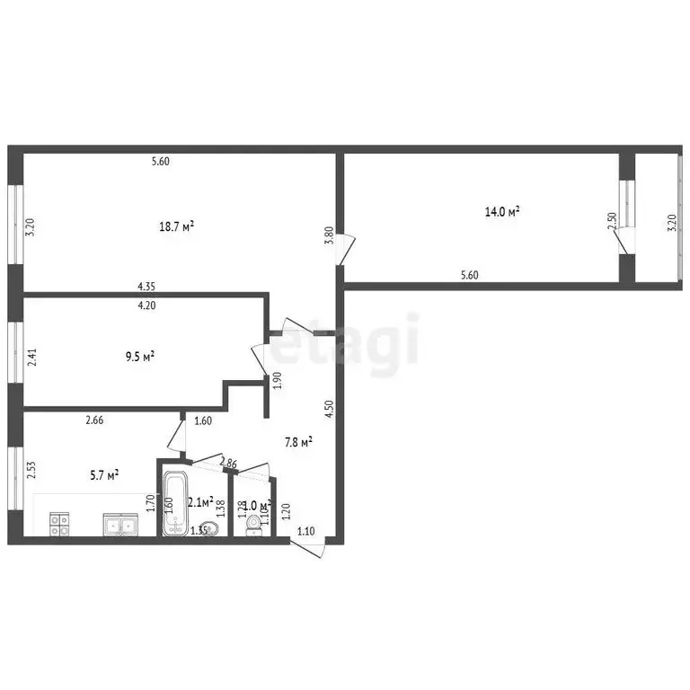 3-комнатная квартира: Стерлитамак, Коммунистическая улица, 55 (58.8 м) - Фото 1