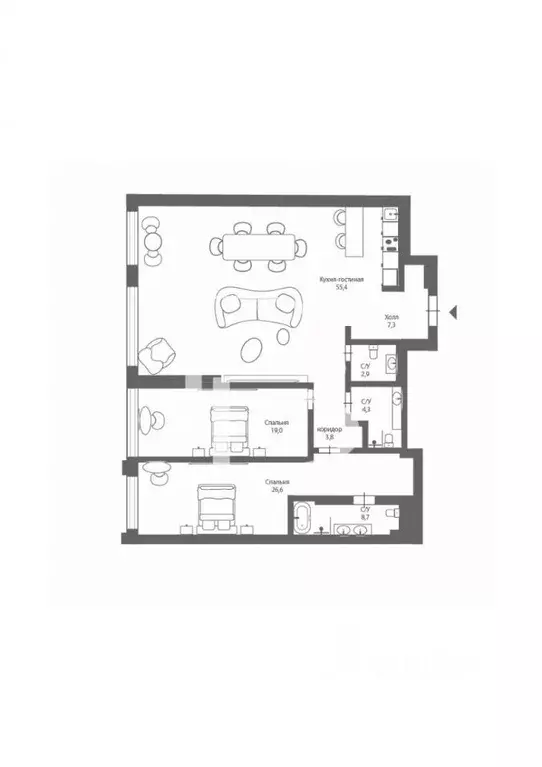 3-к кв. Москва Поклонная ул., 9 (128.0 м) - Фото 2