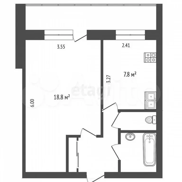1-к. квартира, 35,7 м, 5/9 эт. - Фото 0