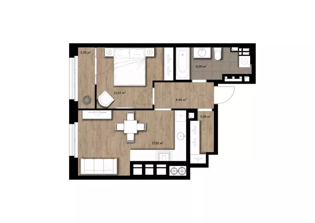 1-к кв. Рязанская область, Рязань Гражданская ул., 19 (44.36 м) - Фото 1