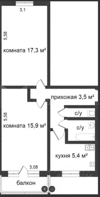 2-к кв. Тюменская область, Тюмень Таврическая ул., 10 (49.9 м) - Фото 2