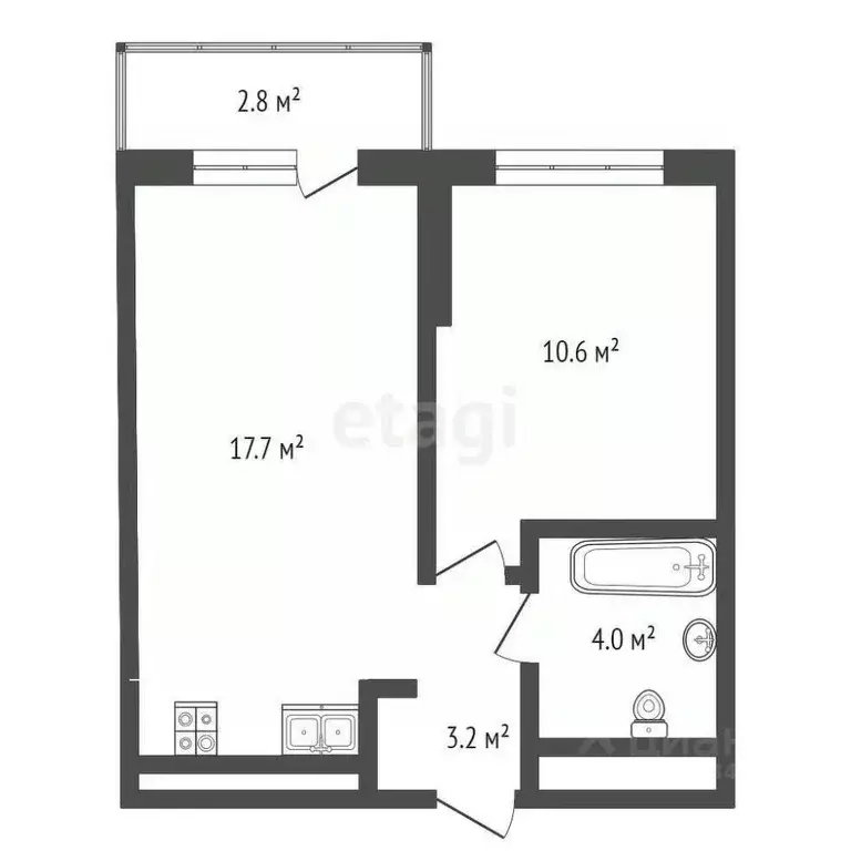 1-к кв. Тюменская область, Тюмень ул. Краснооктябрьская, 4Ак2 (37.2 м) - Фото 1