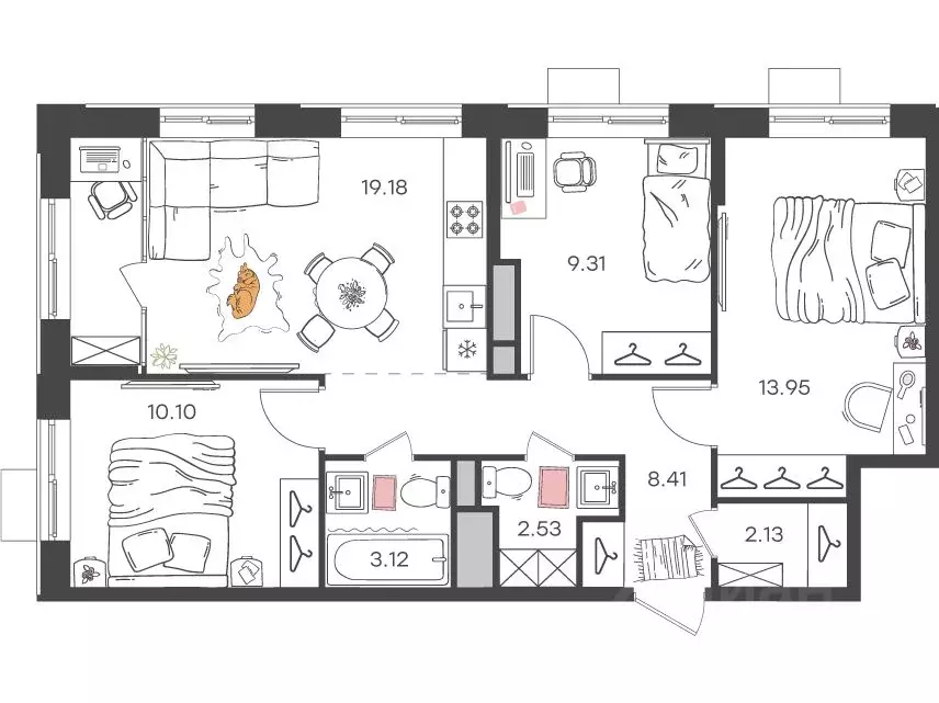4-к кв. Ульяновская область, Ульяновск Новая Жизнь-2 мкр,  (68.73 м) - Фото 1