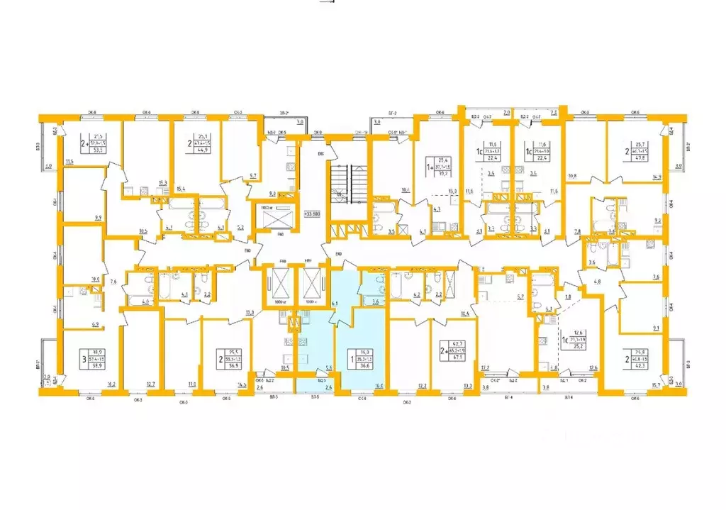 1-к кв. Башкортостан, Уфа Инорс-4Б мкр, Акварель жилой комплекс (36.3 ... - Фото 2