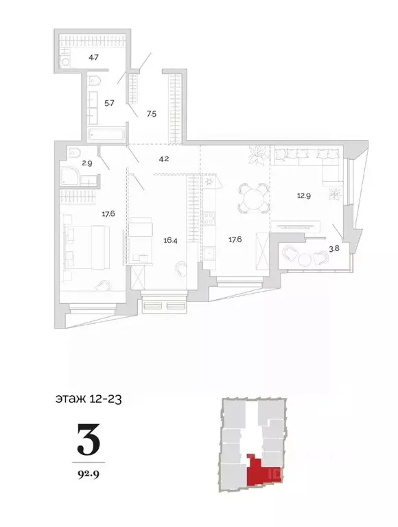 3-к кв. Пензенская область, Пенза проезд 2-й Свердлова, 4 (92.9 м) - Фото 0