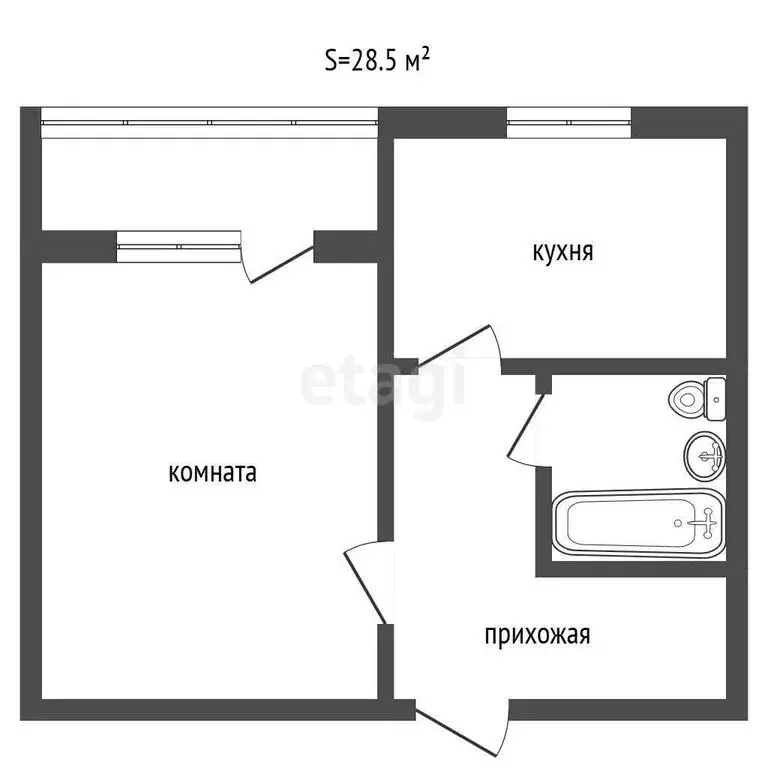 1-комнатная квартира: Ялуторовск, Тюменская улица, 185А (28 м) - Фото 0