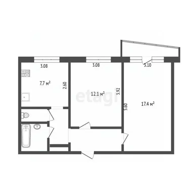 2-к кв. Челябинская область, Челябинск Винницкая ул., 4 (50.1 м) - Фото 2