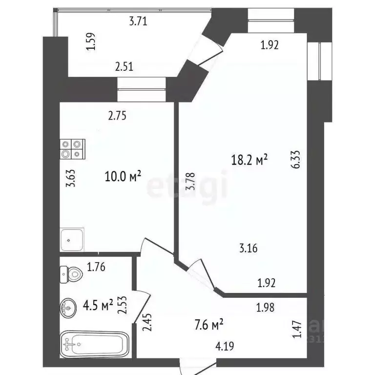 1-к кв. Пермский край, Пермский муниципальный округ, с. Фролы ул. ... - Фото 2