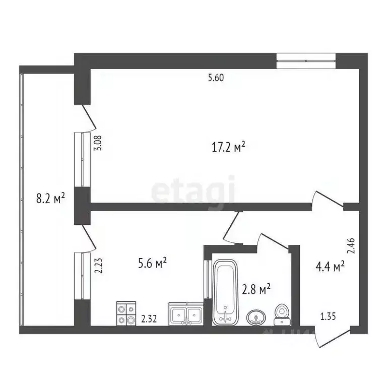1-к кв. Крым, Ялта ул. Мухина, 20 (38.0 м) - Фото 1