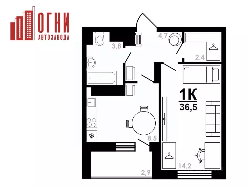 1-к кв. Нижегородская область, Нижний Новгород Коломенская ул., 8к4 ... - Фото 0