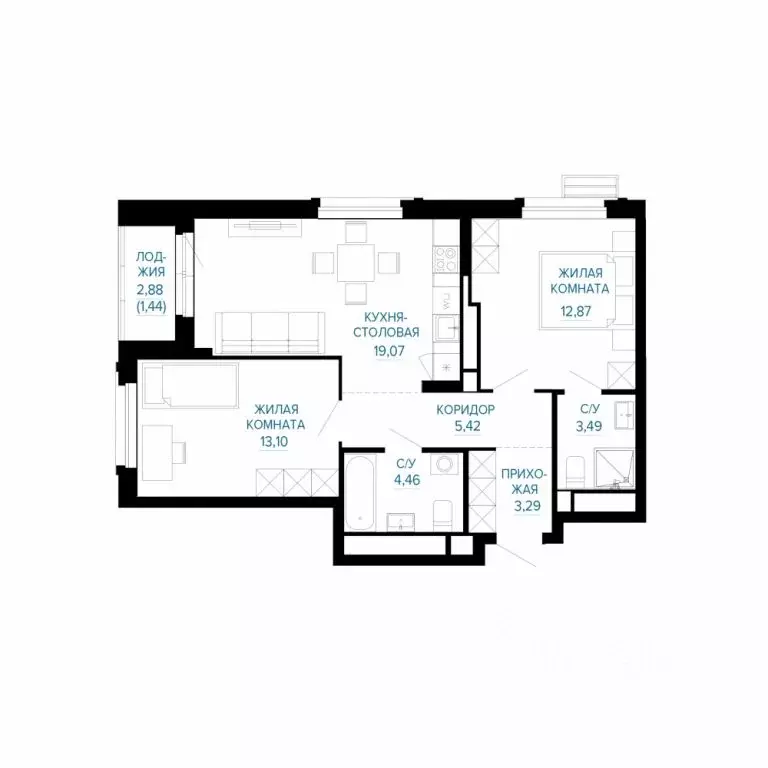 2-к кв. Свердловская область, Екатеринбург ул. Энтузиастов (63.14 м) - Фото 1