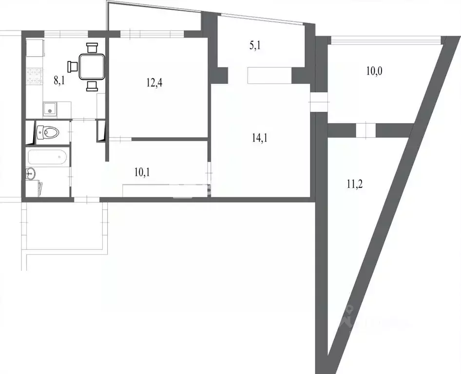 3-к кв. Московская область, Фрязино ул. 60 лет СССР, 1 (70.1 м) - Фото 2
