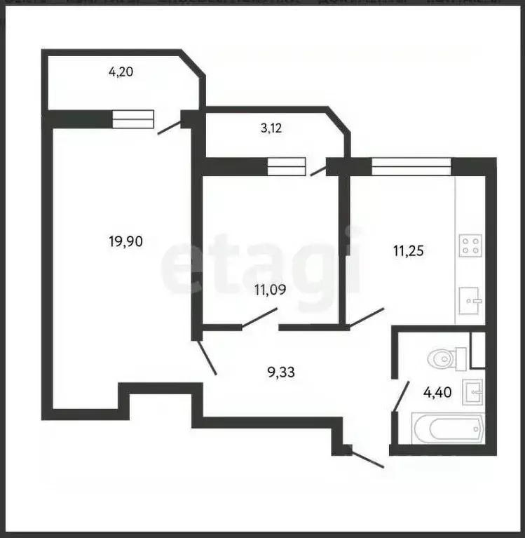 2-к кв. Краснодарский край, Новороссийск Мысхакское ш., 59 (57.2 м) - Фото 2