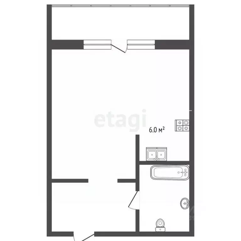 Студия Тюменская область, Тюмень ул. Тимофея Чаркова, 81к1 (28.7 м) - Фото 2