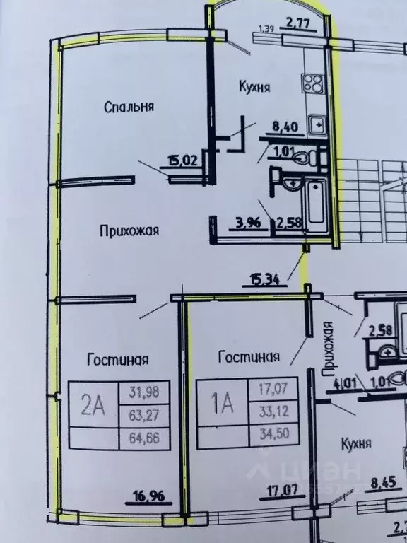 2-к кв. Чувашия, Чебоксары ул. Академика В.Н.Челомея, 3 (66.0 м) - Фото 2