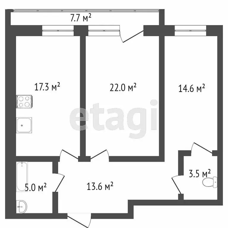 2-комнатная квартира: Томск, улица Трифонова, 22 (75 м) - Фото 0