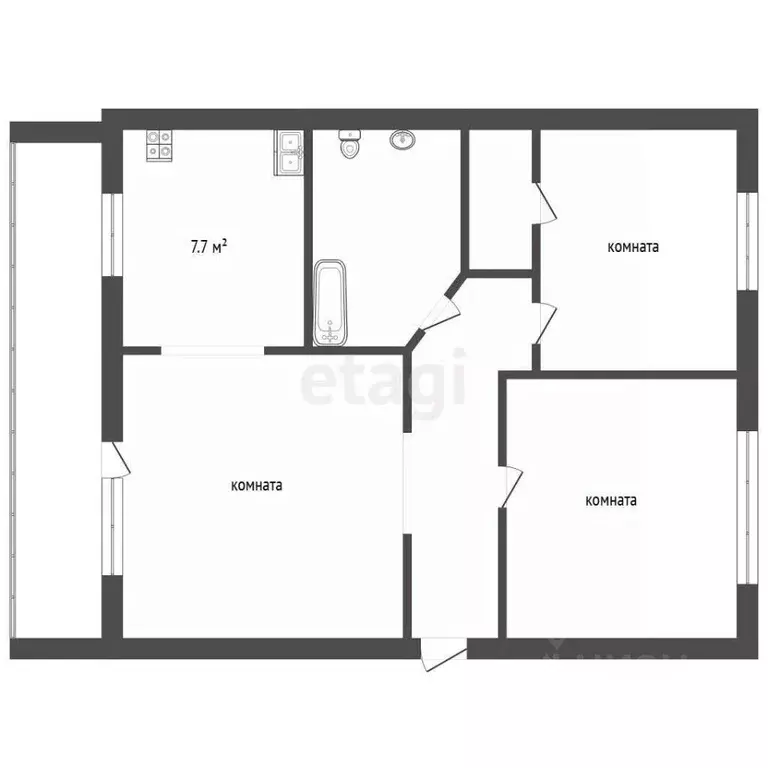 3-к кв. Свердловская область, Ревда ул. Кирзавод, 2 (60.7 м) - Фото 2