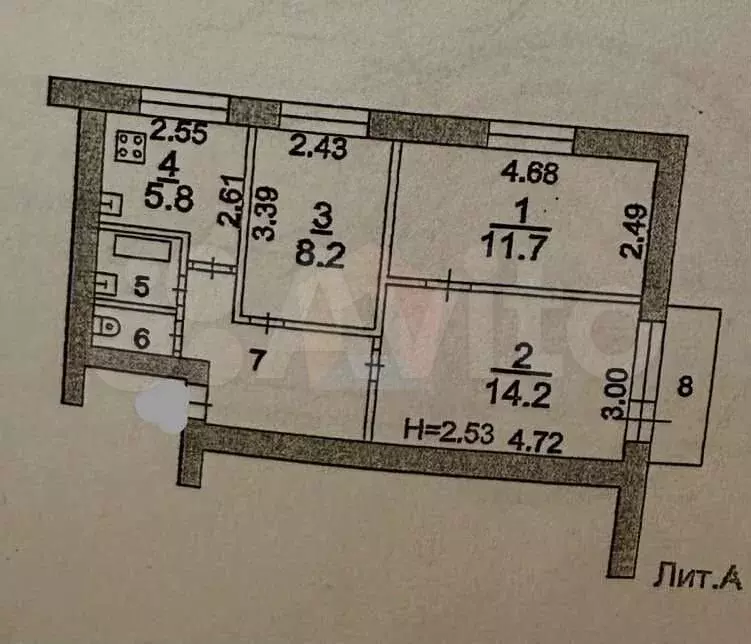 3-к. квартира, 50,5 м, 2/5 эт. - Фото 0
