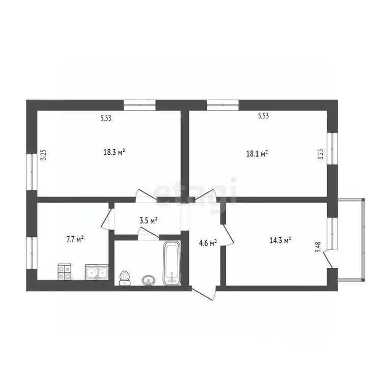 3-к кв. Московская область, Мытищи ул. Мира, 9 (71.1 м) - Фото 2