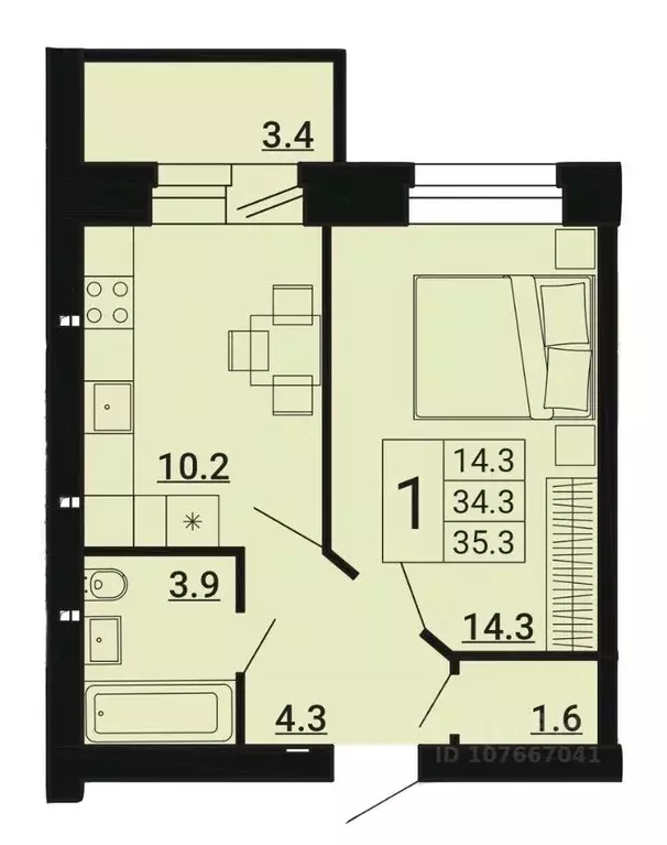 1-к кв. Орловская область, Орловский муниципальный округ, д. Образцово ... - Фото 1
