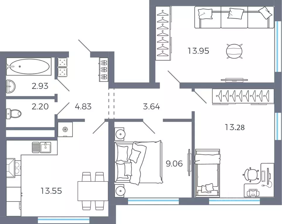 3-к кв. Самарская область, Волжский район, Лопатино с/пос, пос. ... - Фото 1