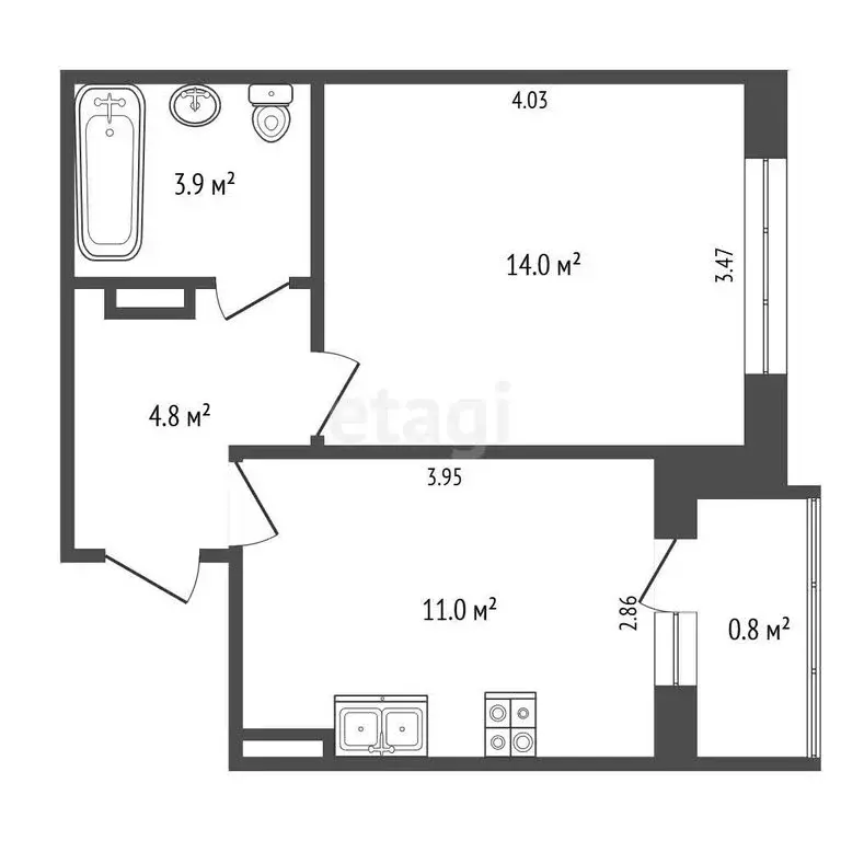 1-комнатная квартира: Омск, улица Завертяева, 7к3 (33.7 м) - Фото 1