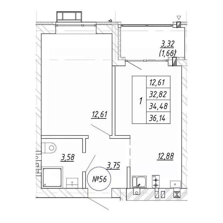 1-к кв. Калининградская область, Зеленоградск  (36.14 м) - Фото 1