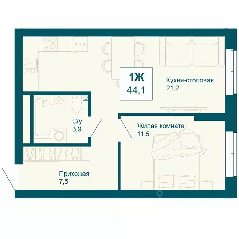 1-к кв. свердловская область, екатеринбург ул. 8 марта, 197 (44.1 м) - Фото 0