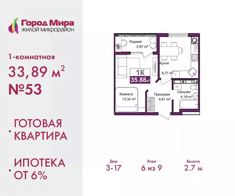 1-к кв. Крым, Симферополь ул. Батурина, 145 (33.89 м) - Фото 0