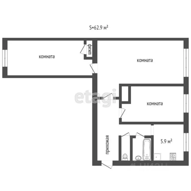 3-к кв. Тверская область, Тверь ул. Бобкова, 6к1 (70.0 м) - Фото 1