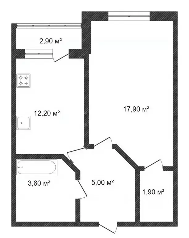 1-к кв. Тюменская область, Тюмень ул. Газопромысловая, 5 (37.6 м) - Фото 2